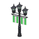 Street lamp with banners Green Banner color Black