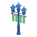 Street lamp with banners Green Banner color Blue