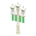 Street lamp with banners Green Banner color White