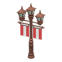 Street lamp with banners Red Banner color Bronze