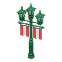 Street lamp with banners Red Banner color Green
