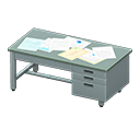 Sturdy office desk Gray with documents