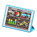 Tablet device Graph data Screen Blue