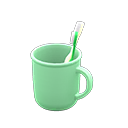 Toothbrush-and-cup set Plain Cup design Green