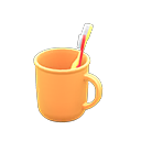Toothbrush-and-cup set Plain Cup design Orange