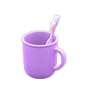 Toothbrush-and-cup set Plain Cup design Purple