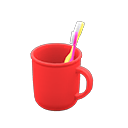 Toothbrush-and-cup set Plain Cup design Red