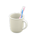 Toothbrush-and-cup set Plain Cup design White