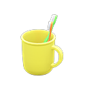 Toothbrush-and-cup set Plain Cup design Yellow