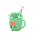 Toothbrush-and-cup set Tulip Cup design Green