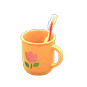 Toothbrush-and-cup set Tulip Cup design Orange