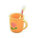 Toothbrush-and-cup set Tulip Cup design Orange