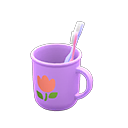 Toothbrush-and-cup set Tulip Cup design Purple