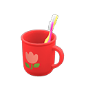 Toothbrush-and-cup set Tulip Cup design Red