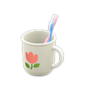 Toothbrush-and-cup set Tulip Cup design White