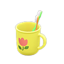 Toothbrush-and-cup set Tulip Cup design Yellow