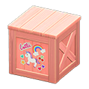 Wooden box Bright stickers Label Pink
