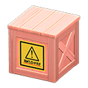 Wooden box Handle with care Label Pink