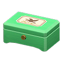 Wooden music box Bird Lid design Green