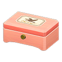Wooden music box Bird Lid design Pink wood