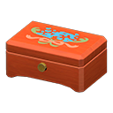 Wooden music box Blue flowers Lid design Cherry wood