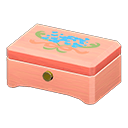 Wooden music box Blue flowers Lid design Pink wood