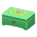 Wooden music box Geometric patterns Lid design Green