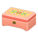 Wooden music box Geometric patterns Lid design Pink wood