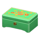 Wooden music box Musical instrument Lid design Green