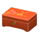 Wooden music box Red flowers Lid design Cherry wood