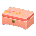 Wooden music box Red flowers Lid design Pink wood