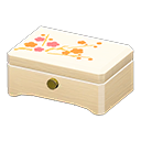 Wooden music box Red flowers Lid design White wood