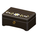 Wooden music box White flower Lid design Black