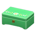Wooden music box White flower Lid design Green