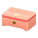 Wooden music box White flower Lid design Pink wood
