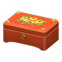 Wooden music box Yellow flowers Lid design Cherry wood