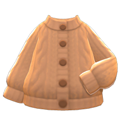 Aran-knit Cardigan Beige