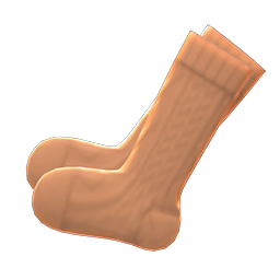 Aran-knit Socks Beige