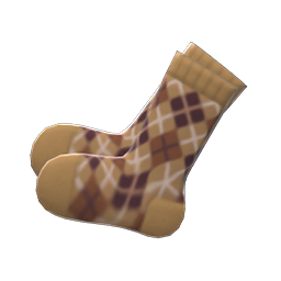 Argyle Crew Socks Beige