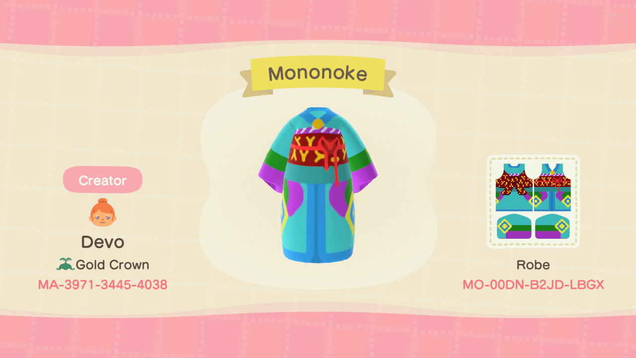 Animal Crossing Design Code: MO-00DN-B2JD-LBGX Mononoke