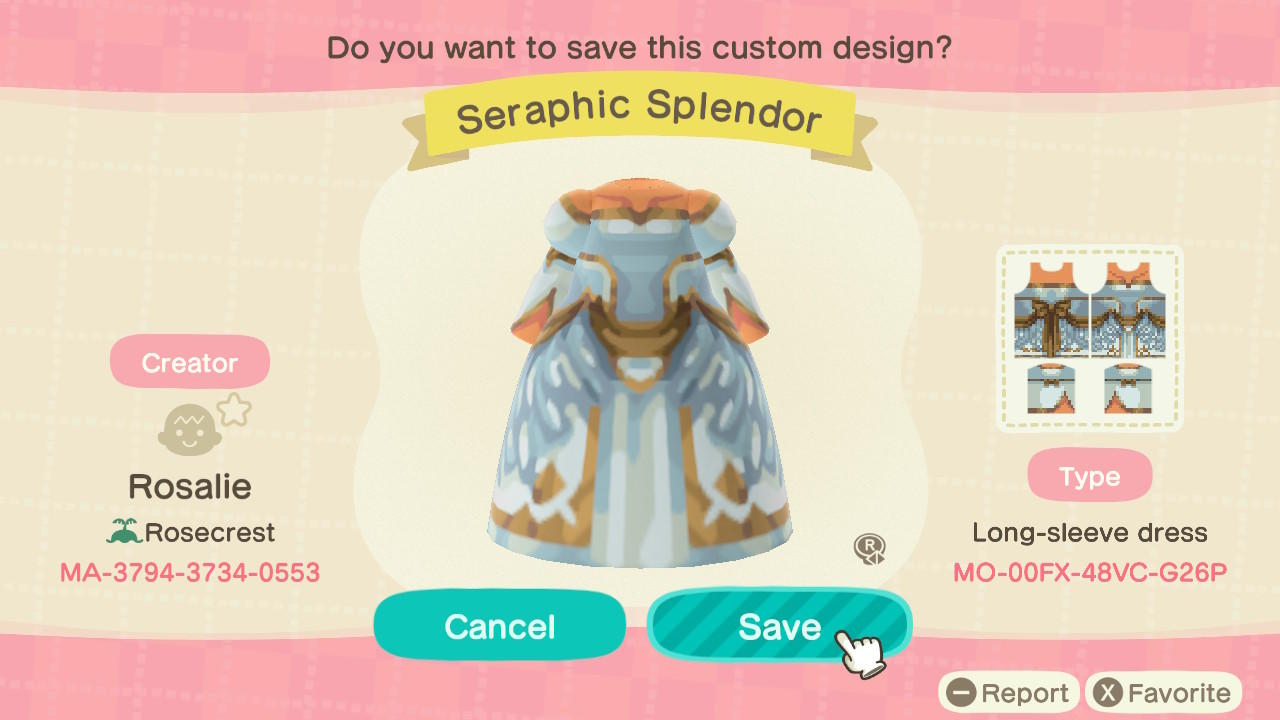 Animal Crossing Design Code: MO-00FX-48VC-G26V Seraphic Splendor