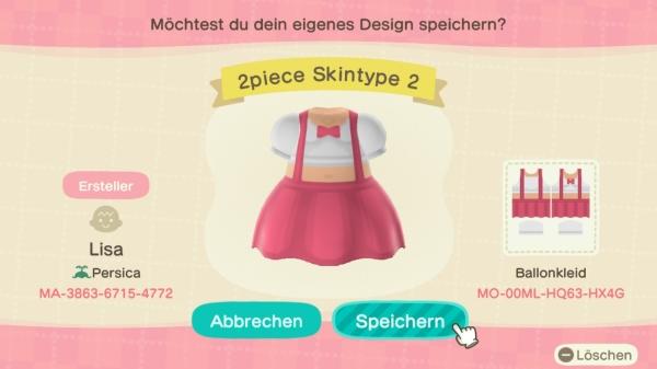 Animal Crossing Design Code: MO-00ML-HQ63-HX4G 2piece Skintype 2