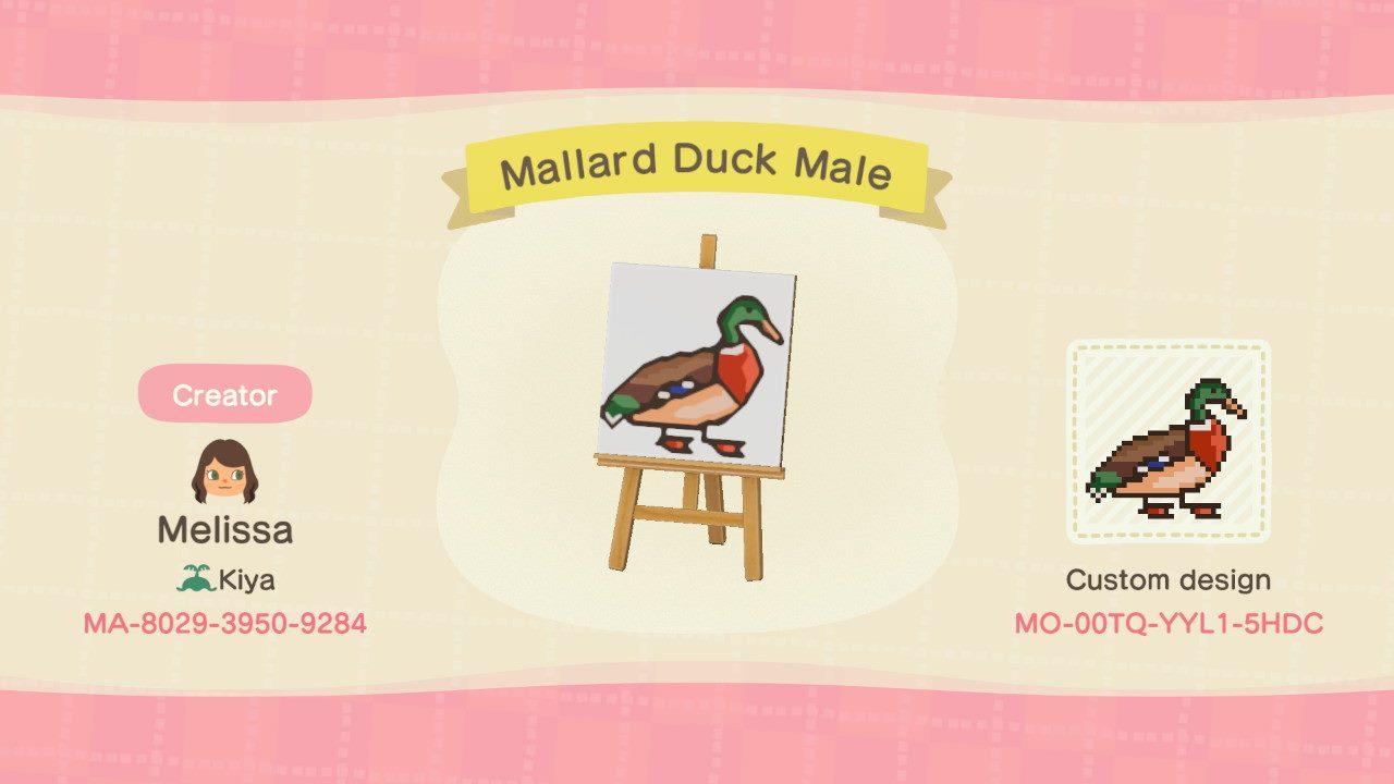 Animal Crossing Design Code: MO-00TQ-YYL1-5HDC Mallard Duck Male
