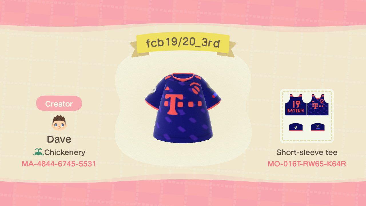 Animal Crossing Design Code: MO-016T-RW65-K64R FC Bayern 19/20 3rd