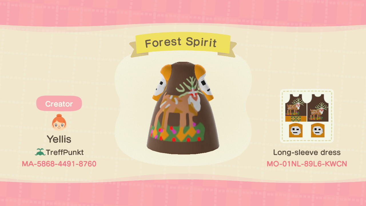 Animal Crossing Design Code: MO-01NL-89L6-KWCN Forest Spirit