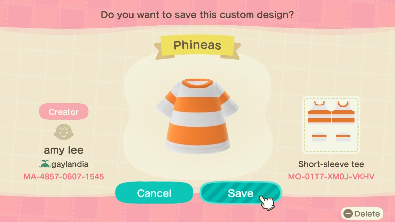 Animal Crossing Design Code: MO-01T7-XM0J-VKHV Phineas