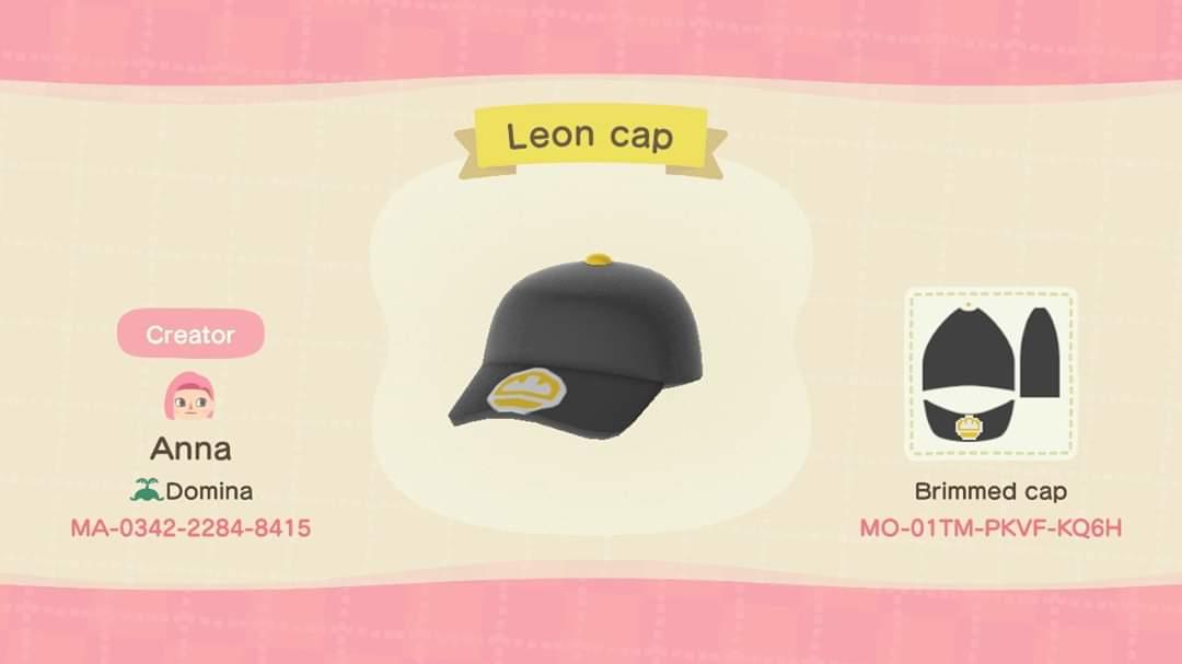 Animal Crossing Design Code: MO-01TM-PKVF-KQ6H Leon cap