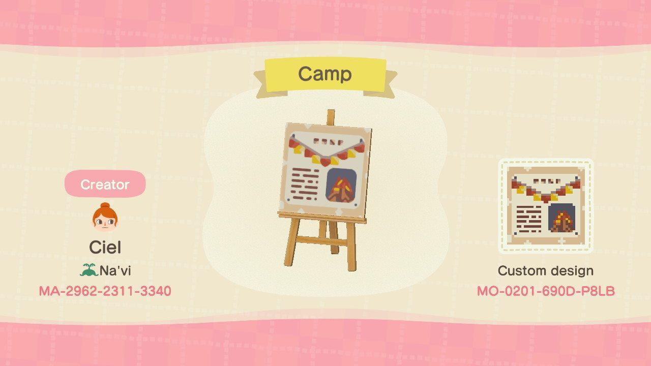 Animal Crossing Design Code: MO-0201-690D-P8LD Camp Signage