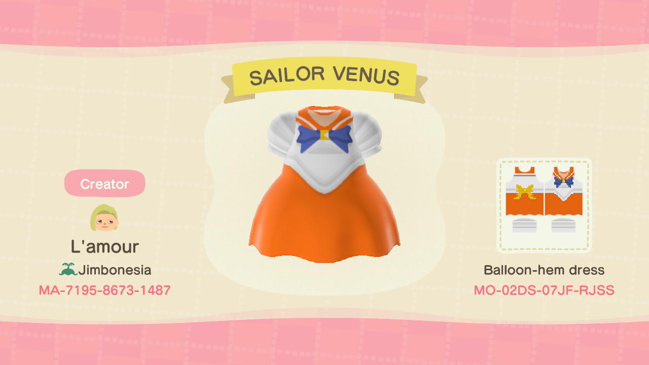 Animal Crossing Design Code: MO-02DS-07JF-RJSS SAILOR VENUS