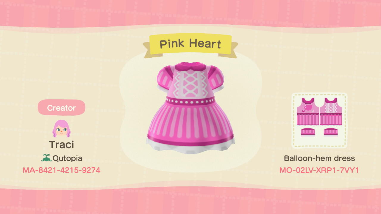Animal Crossing Design Code: MO-02LV-XRP1-7VY1 Pink Heart